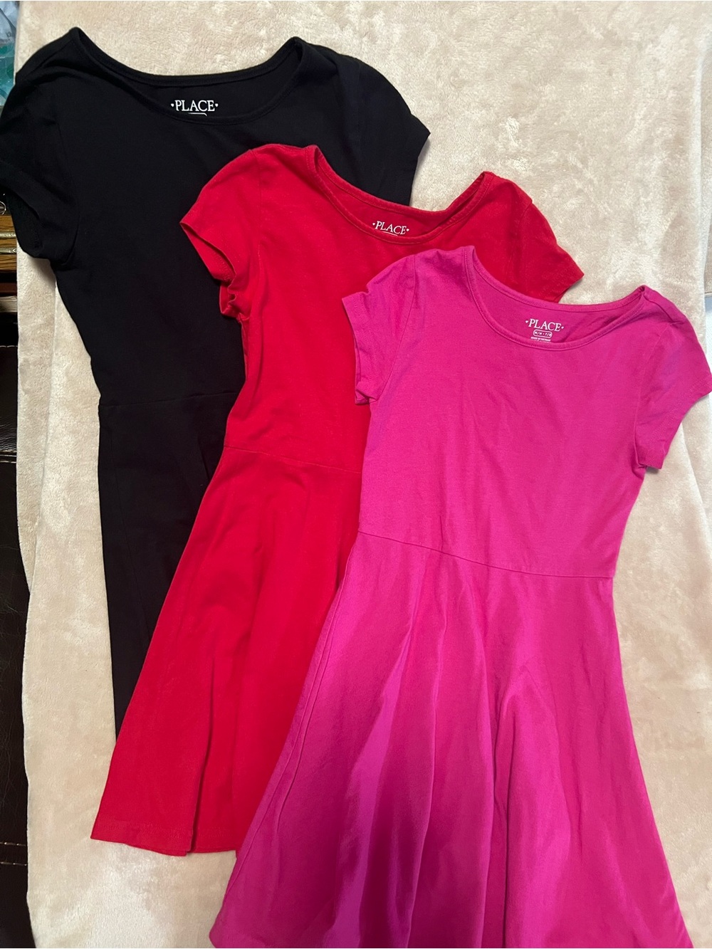 The Children's Place Black, Red and Pink Short-Sleeve Skater Dresses (Lot of 3)